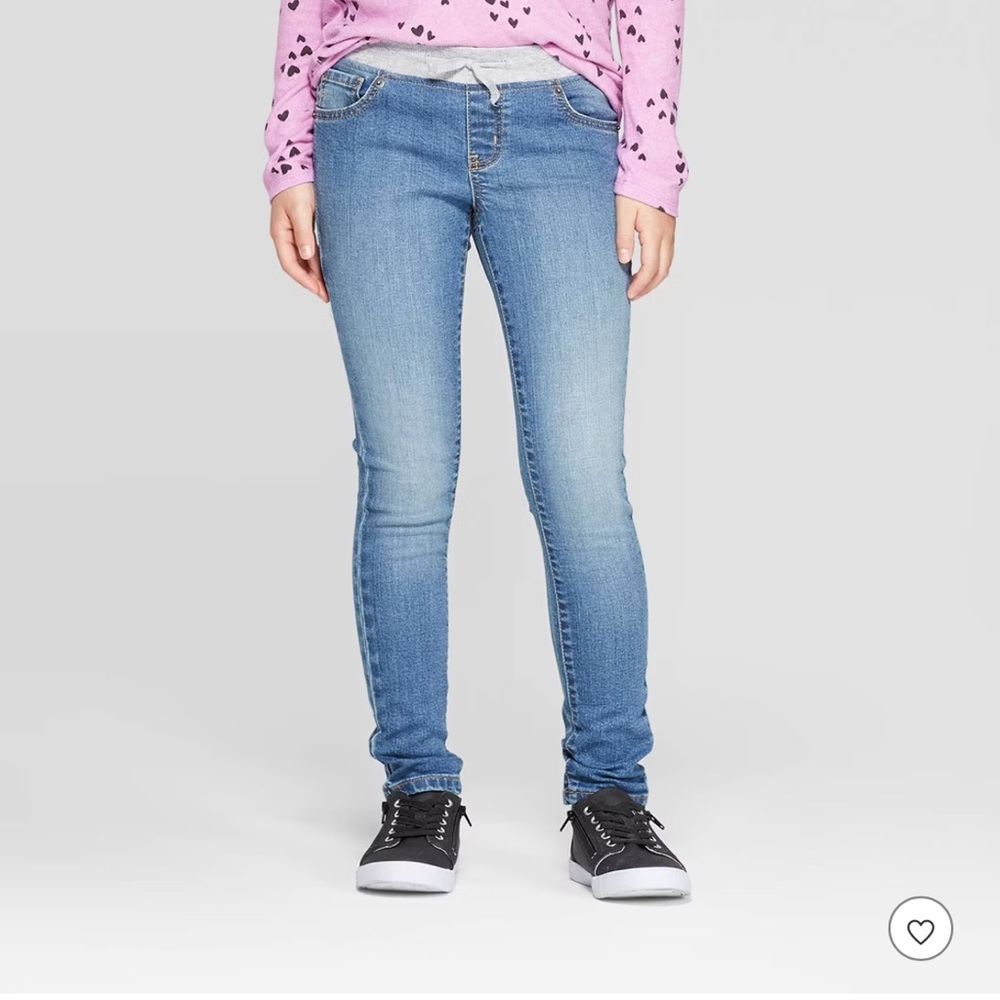 *NWT* Girls' CAT & JACK Mid-Rise Knit Waist Pull-On Skinny Jeans 10 Slim Stretch